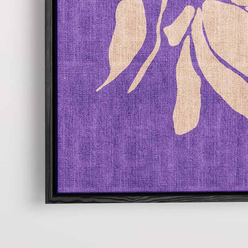 Bloemige Abstractie op Paarse Achtergrond Kunstwerk-canvas-dibond-plexiglas-wanddecoratie-WallArtistic