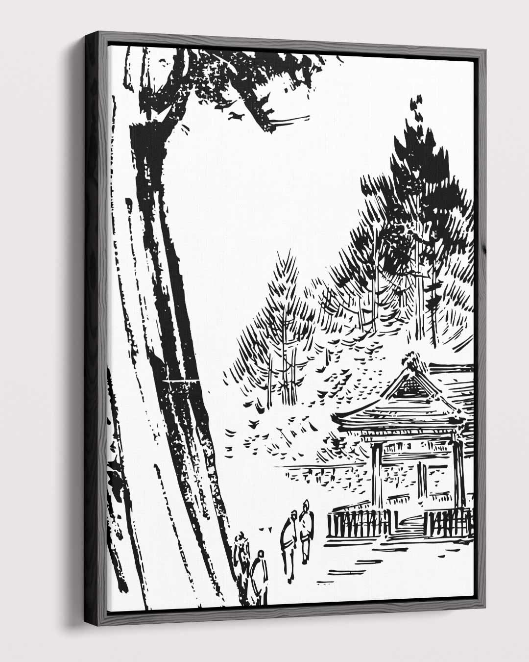 Zen Bos Tempel Illustratie Kunstwerk-canvas-dibond-plexiglas-wanddecoratie-WallArtistic