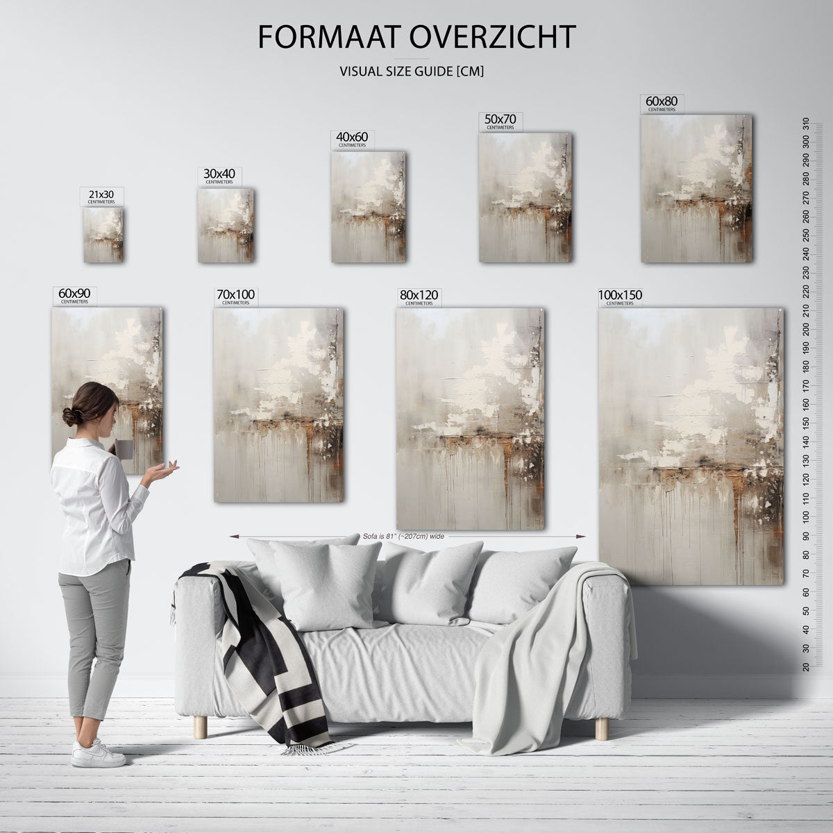 Abstracte beige en bruine Poster
