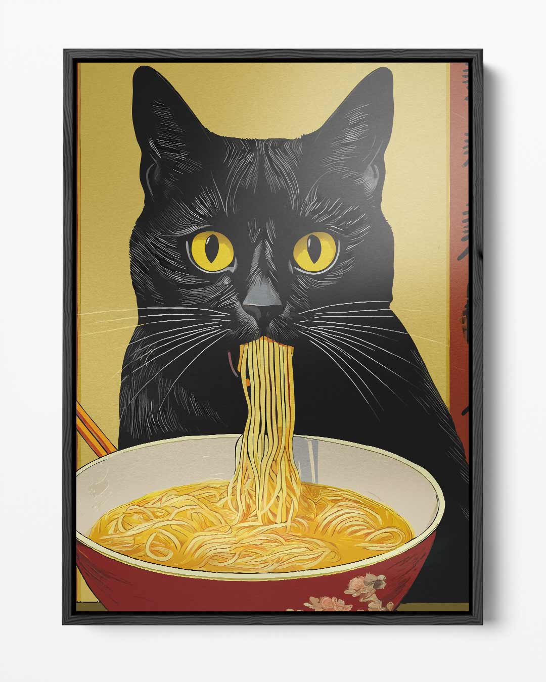 Kat met Noedels Kunstwerk-canvas-dibond-plexiglas-wanddecoratie-WallArtistic