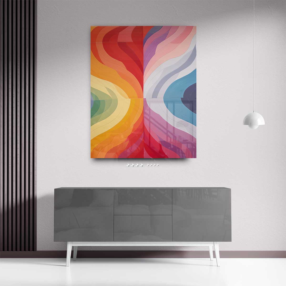Kleurrijke Golfpatronen Kunstwerk-canvas-dibond-plexiglas-wanddecoratie-WallArtistic