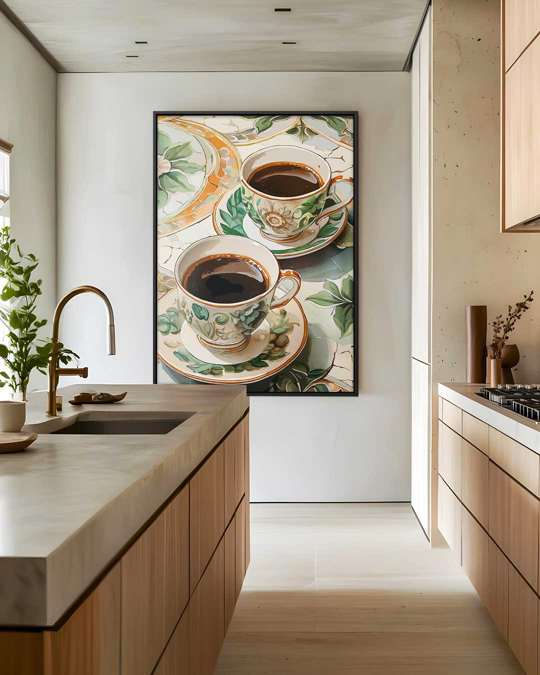 Zomers Koffieservies Schilderij Kunstwerk-canvas-dibond-plexiglas-wanddecoratie-WallArtistic