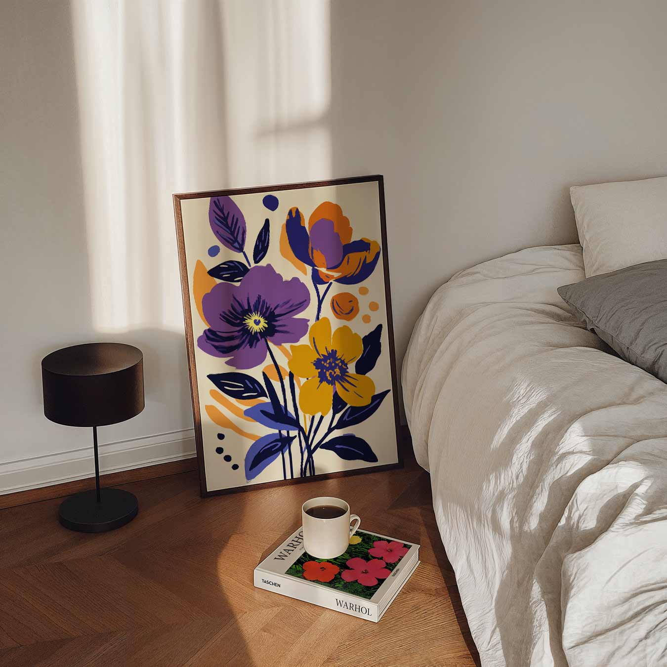 Bloemenpracht in Paars en Oranje Poster