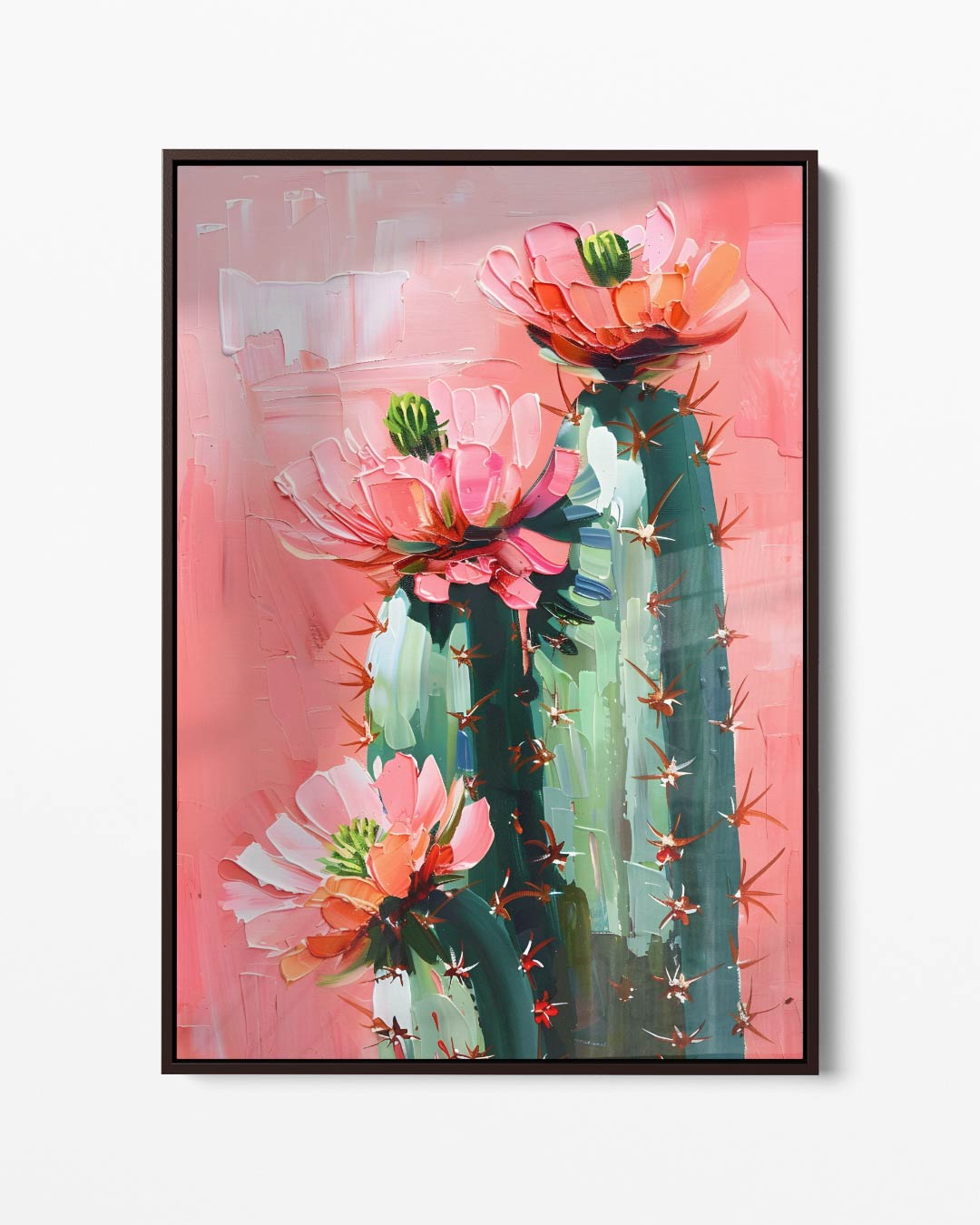 Kleurrijke Cactusbloei Kunstwerk-canvas-dibond-plexiglas-wanddecoratie-WallArtistic