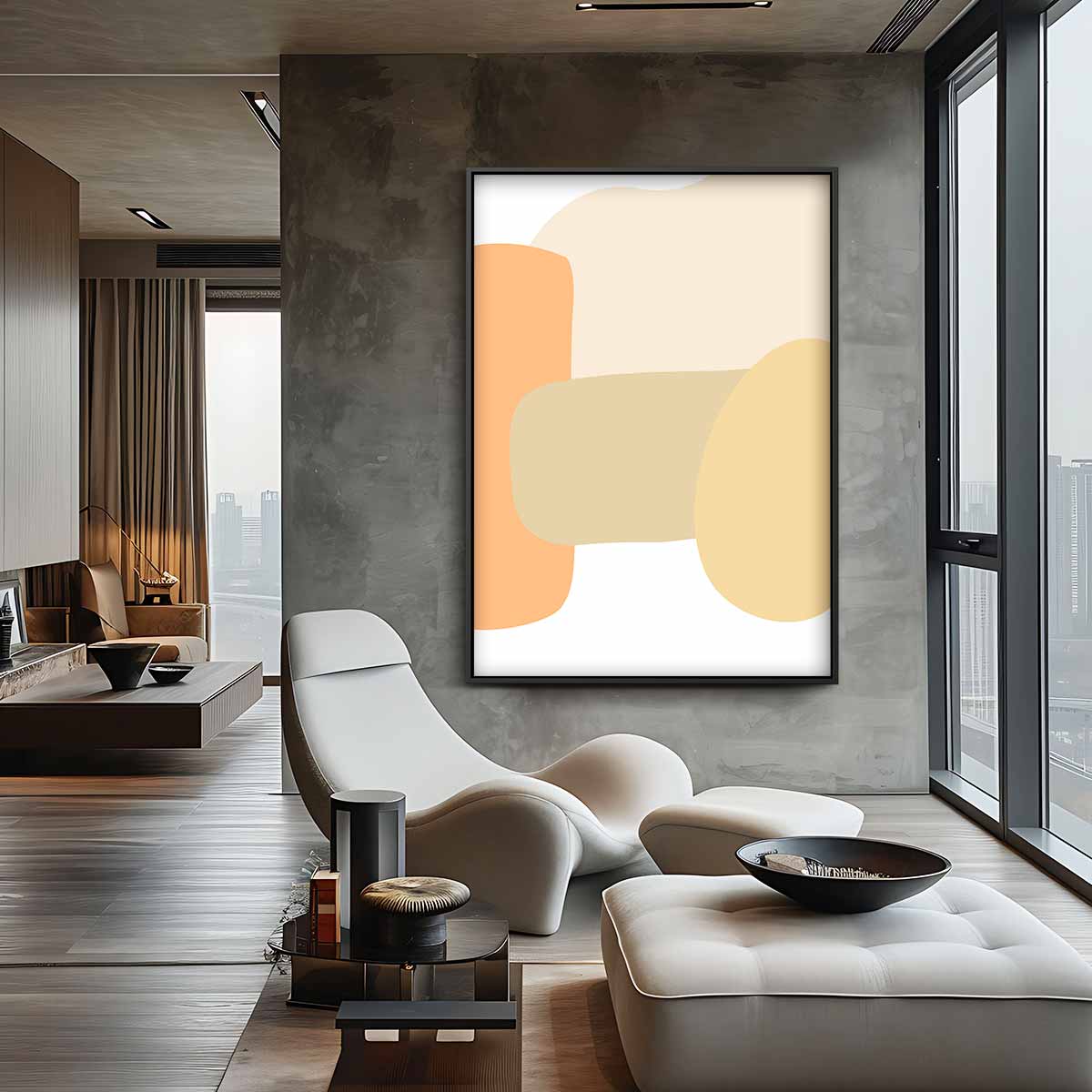Warme Abstracte Vormen Kunstwerk-canvas-dibond-plexiglas-wanddecoratie-WallArtistic