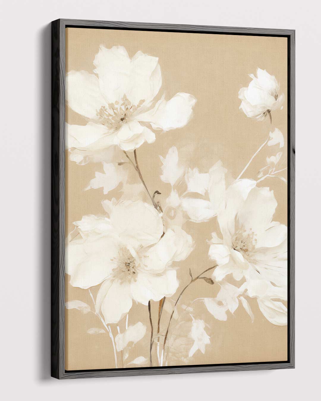 Zachte Bloemsymfonie in Neutrale Kleuren Kunstwerk-canvas-dibond-plexiglas-wanddecoratie-WallArtistic