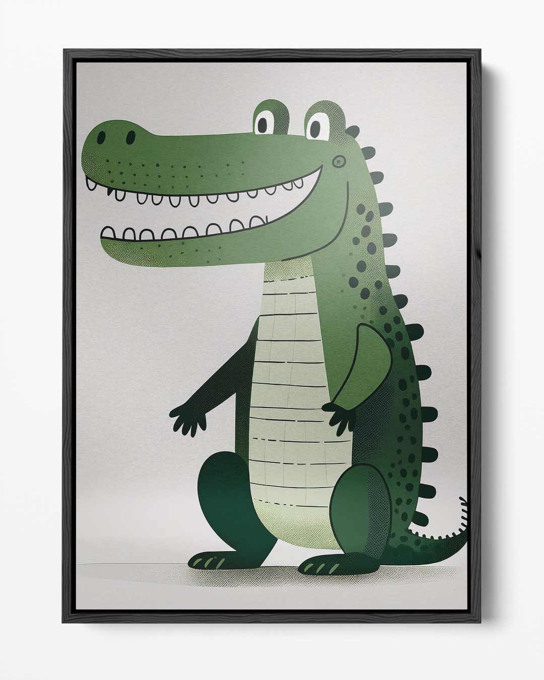 Vrolijke Krokodil Illustratie Kunstwerk-canvas-dibond-plexiglas-wanddecoratie-WallArtistic
