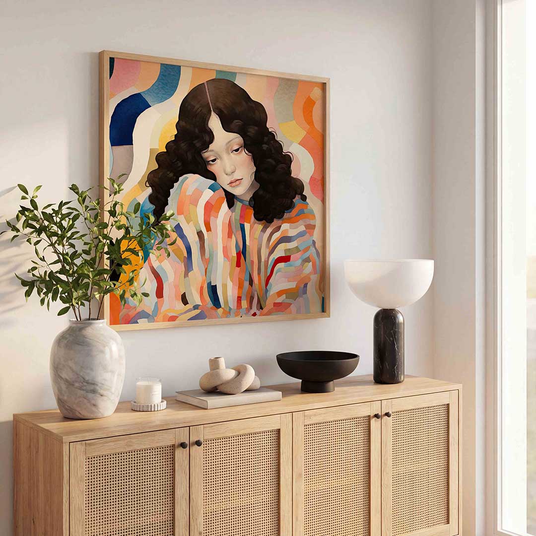 Vrouw met golvende lijnen Poster