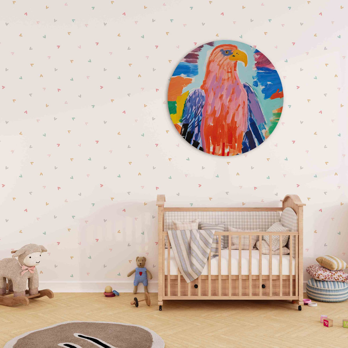 Vogel met kleurrijke veren Muurcirkel