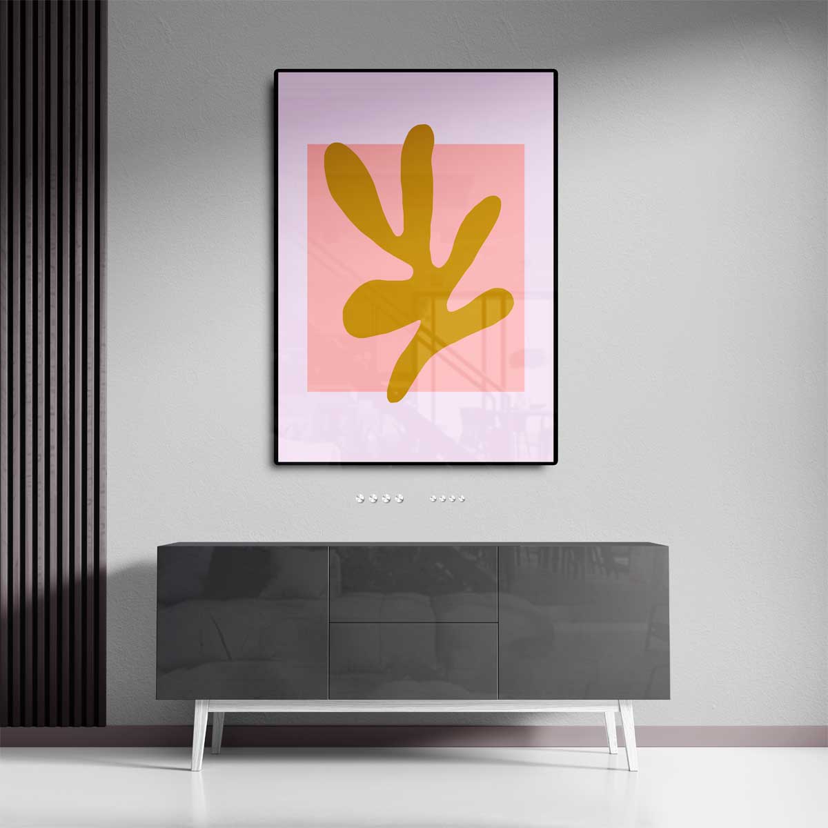 Abstracte Vormen in Oker en Roze Kunstwerk-canvas-dibond-plexiglas-wanddecoratie-WallArtistic