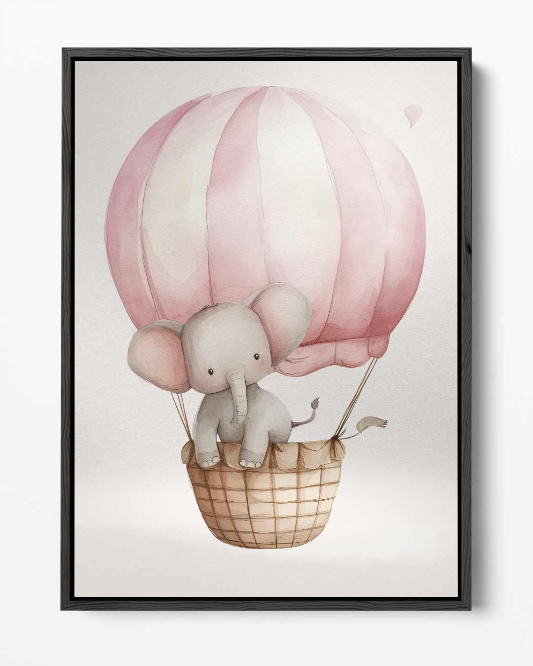 Baby Olifant in Luchtballon Kunstwerk-canvas-dibond-plexiglas-wanddecoratie-WallArtistic