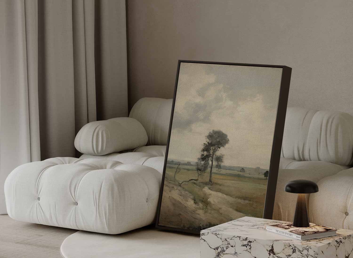 Rustiek Landschap met Eenzame Boom Kunstwerk-canvas-dibond-plexiglas-wanddecoratie-WallArtistic