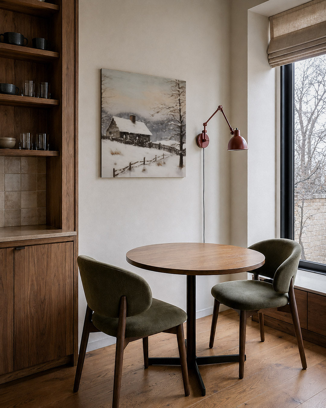 Winterlandschap met huis Kunstwerk