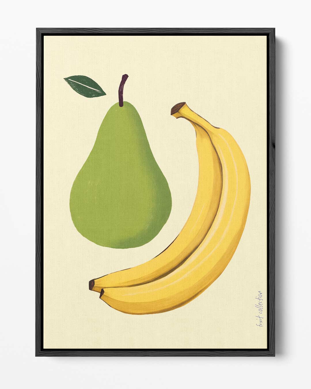 Speelse Perens en Bananen Illustratie Kunstwerk-canvas-dibond-plexiglas-wanddecoratie-WallArtistic