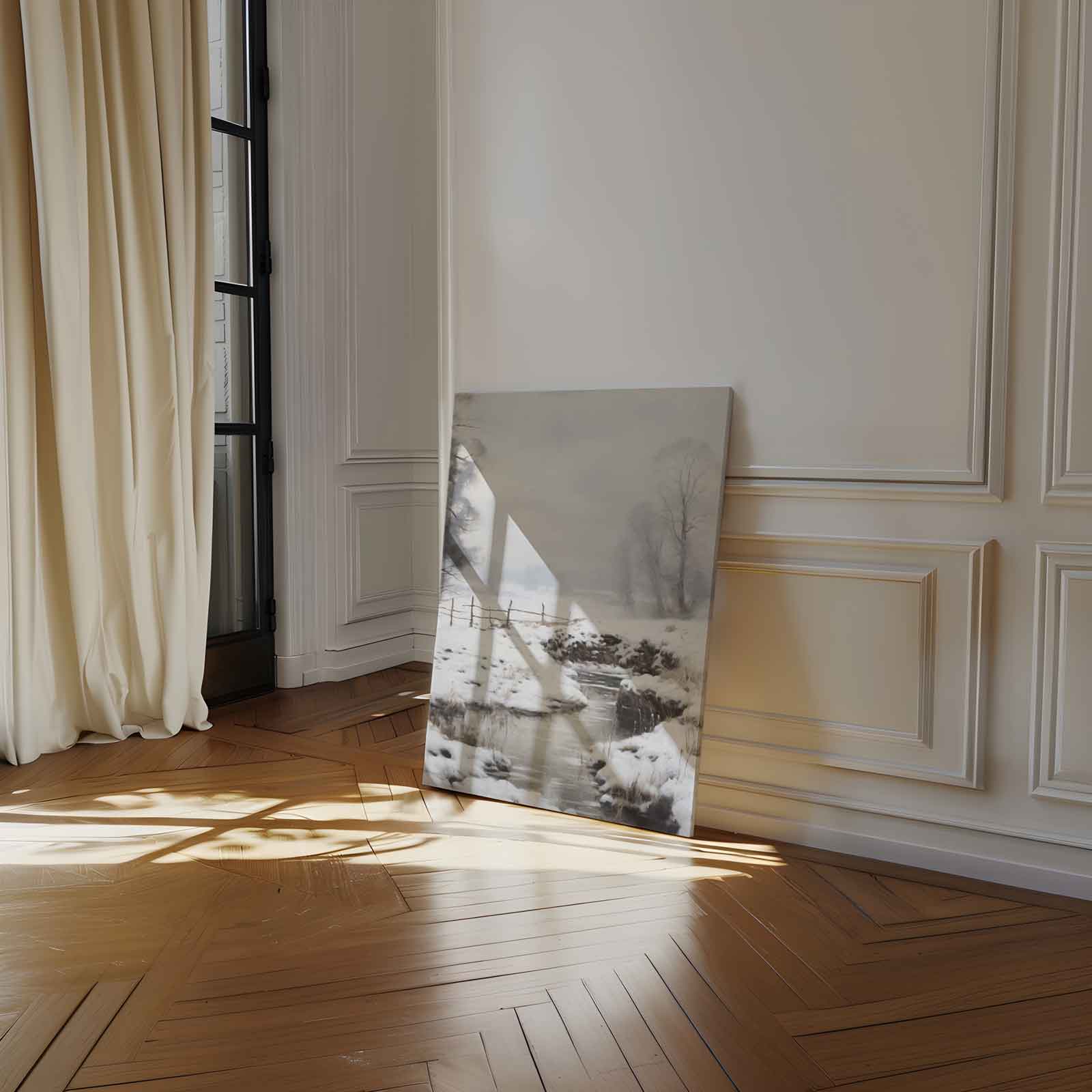 Winterse Rustieke Landschap Kunstwerk-canvas-dibond-plexiglas-wanddecoratie-WallArtistic