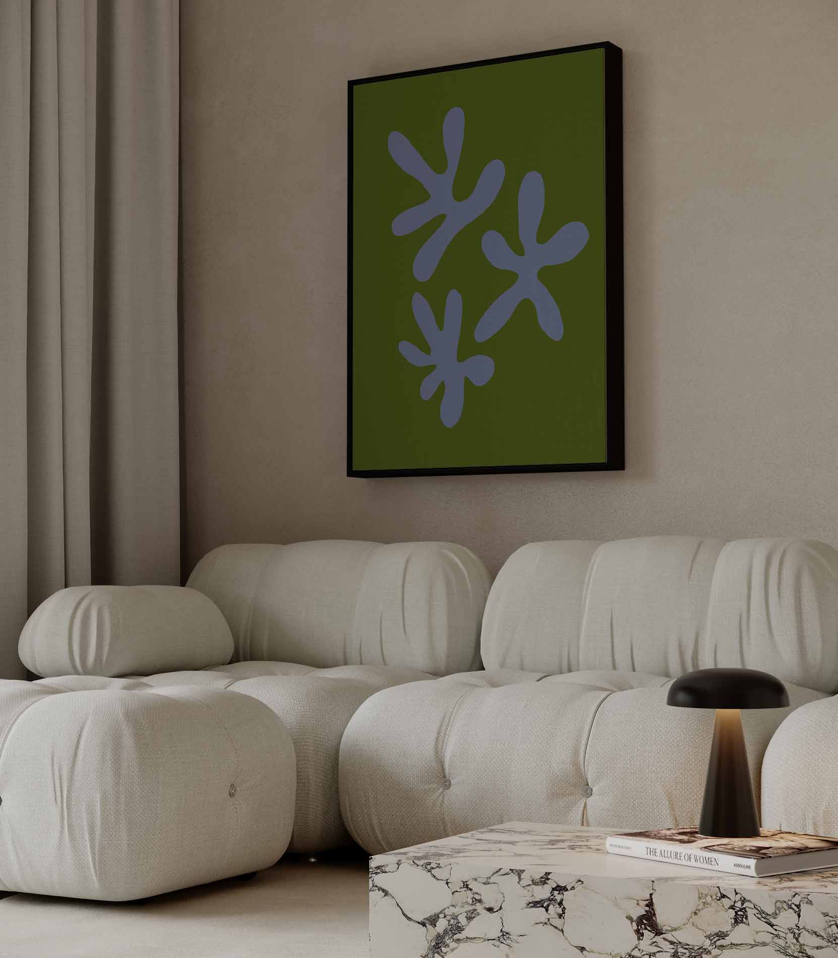 Vrolijke Vormen Op Groen Kunstwerk-canvas-dibond-plexiglas-wanddecoratie-WallArtistic