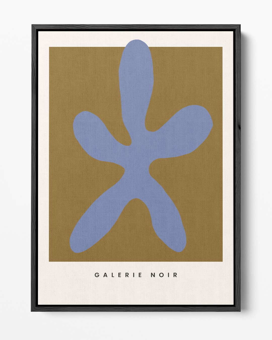 Blauwe Abstracte Vormen op Oker Kunstwerk-canvas-dibond-plexiglas-wanddecoratie-WallArtistic