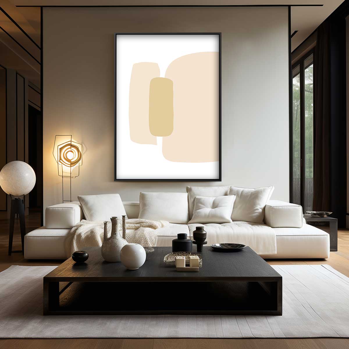 Zachte Aardetinten Abstract Kunstwerk-canvas-dibond-plexiglas-wanddecoratie-WallArtistic