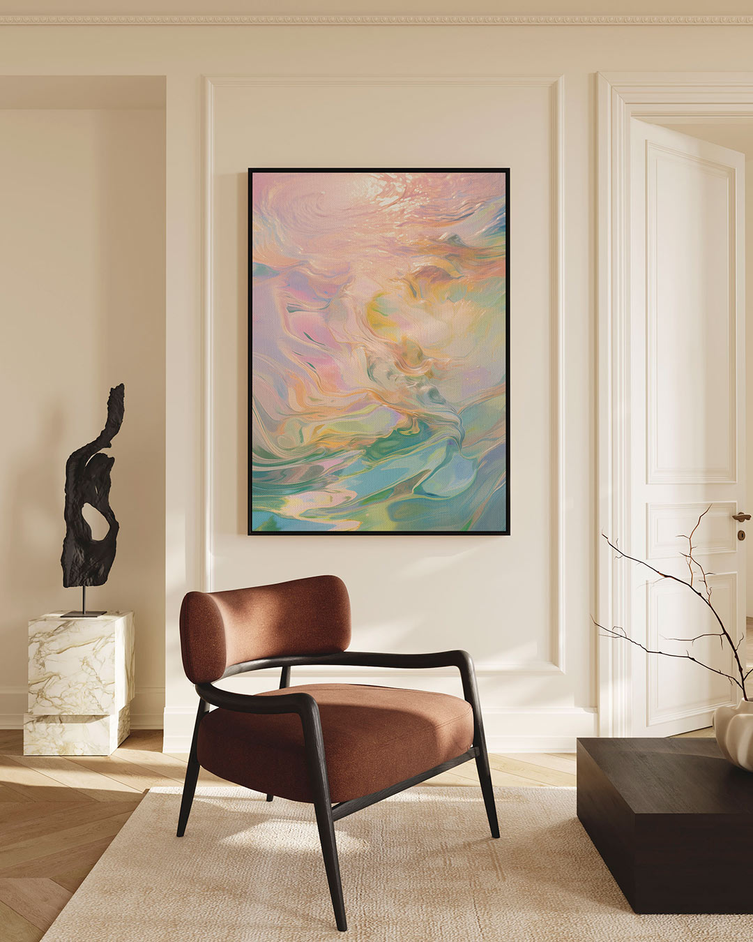 Vloeiende kleurencompositie Kunstwerk