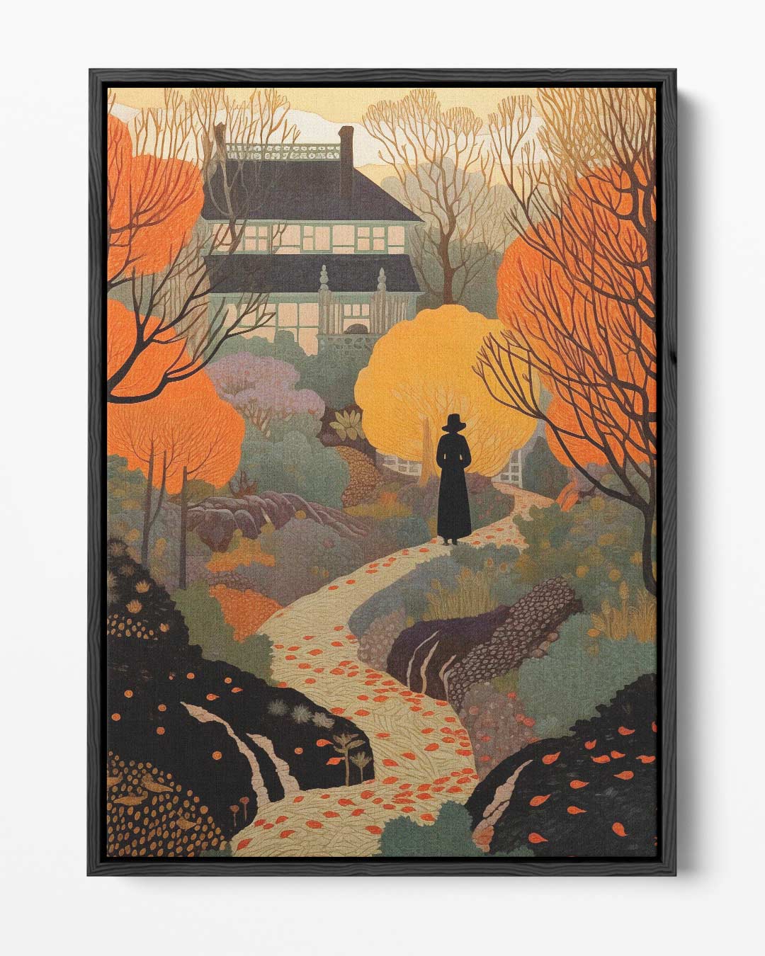 Herfstlandschap met Villa Kunstwerk-canvas-dibond-plexiglas-wanddecoratie-WallArtistic