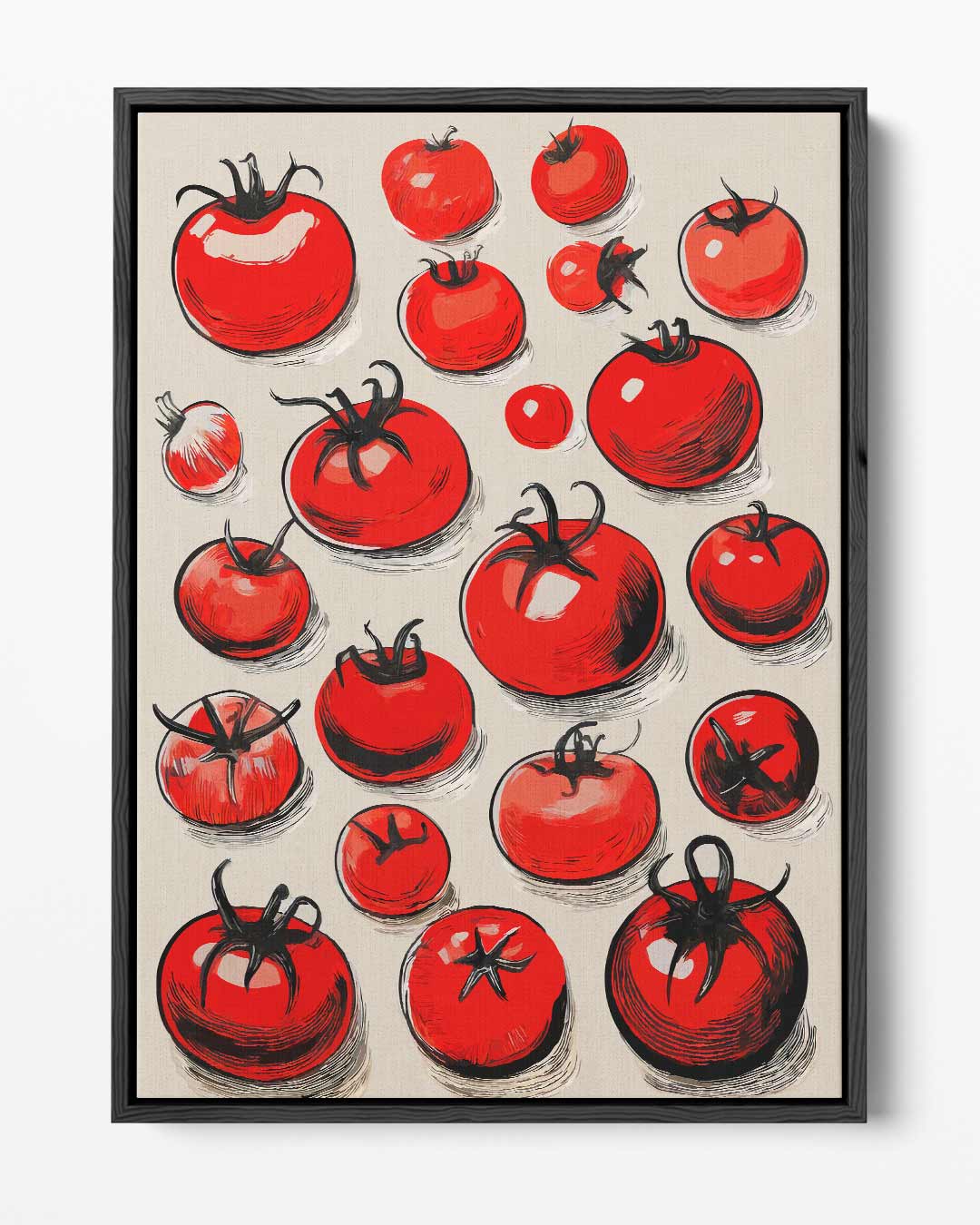 Speelse Tomatenprint Kunstwerk-canvas-dibond-plexiglas-wanddecoratie-WallArtistic