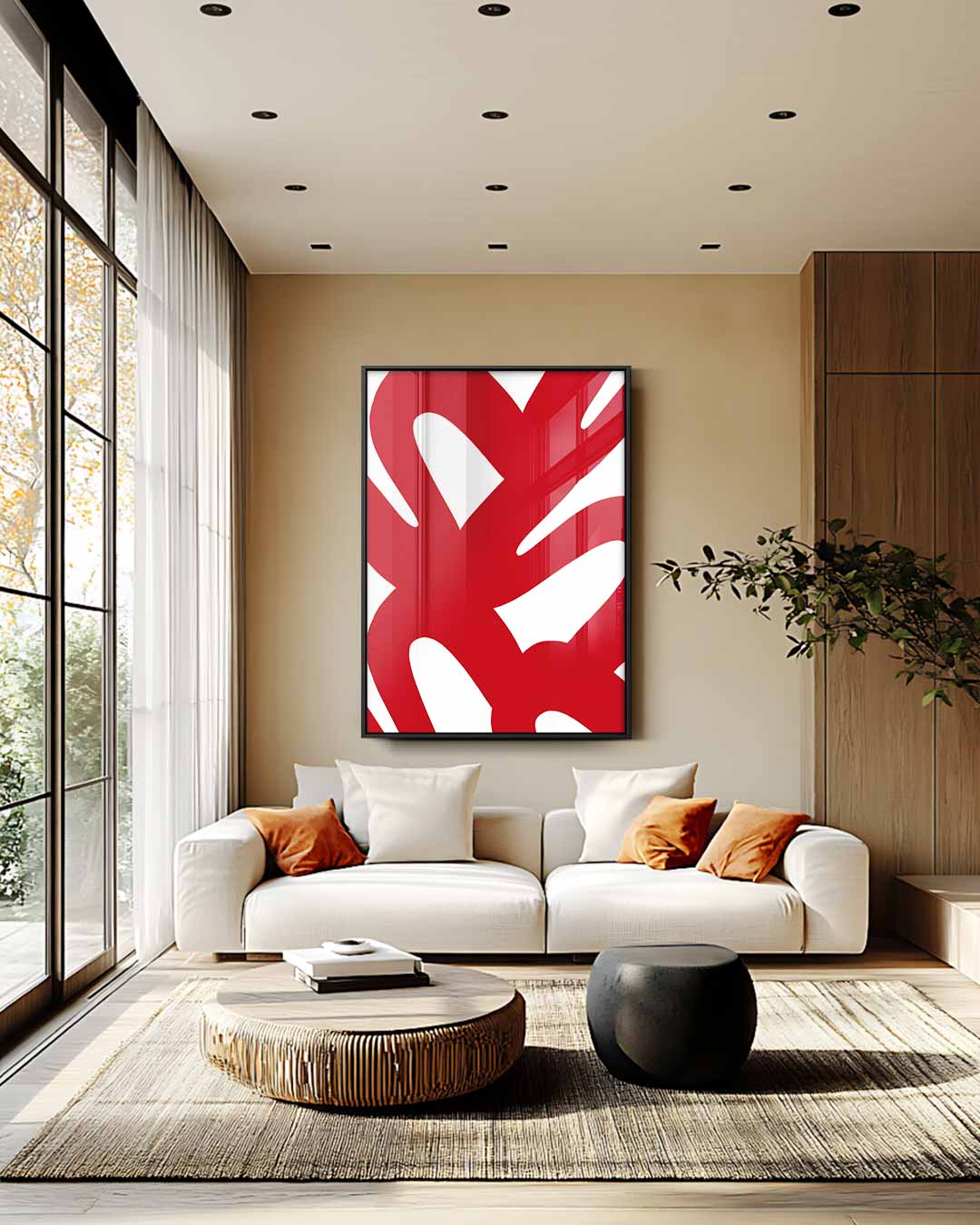 Rode Moderne Wandkunst Kunstwerk-canvas-dibond-plexiglas-wanddecoratie-WallArtistic