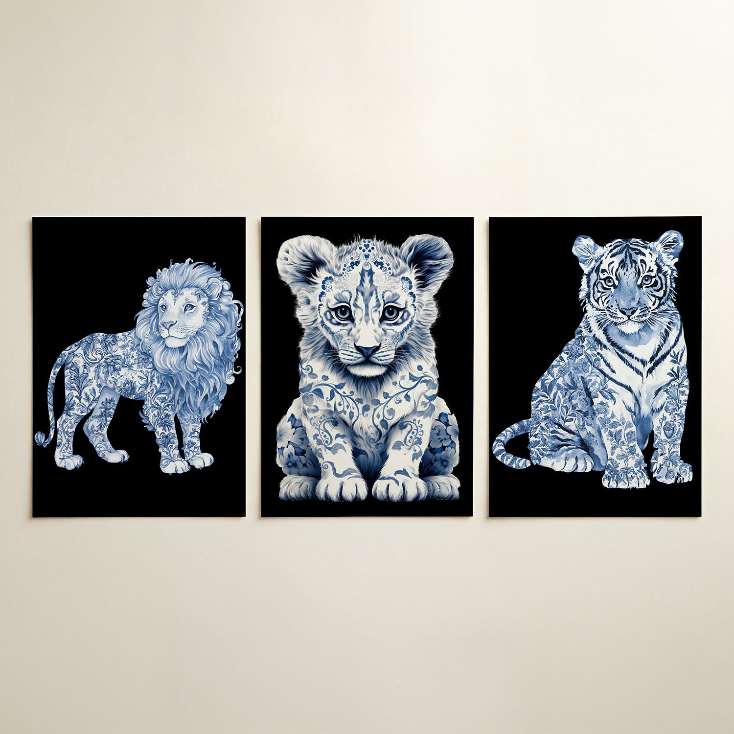 Blauwe leeuw patronen Posterset
