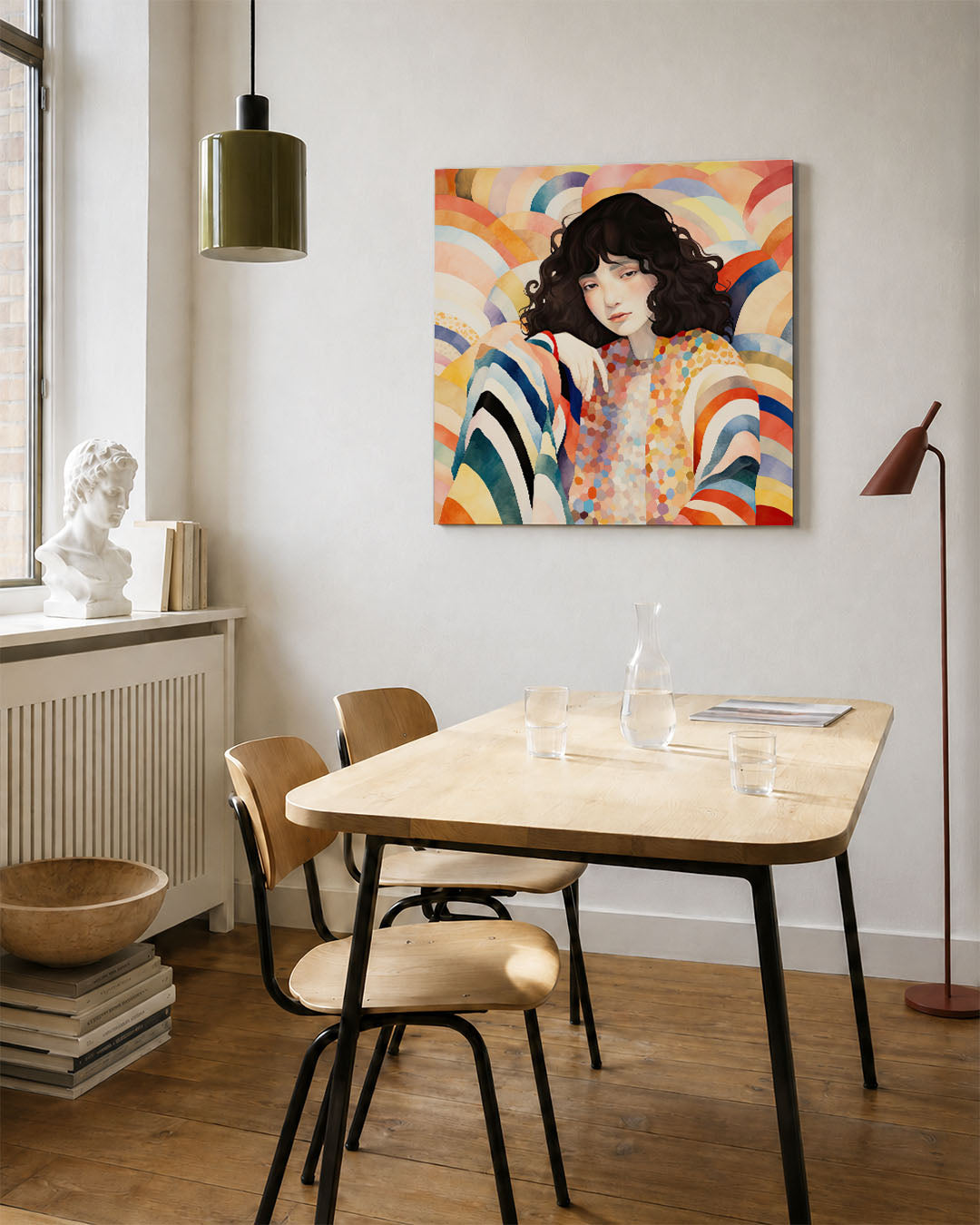 Vrouwelijk portret met patronen Kunstwerk