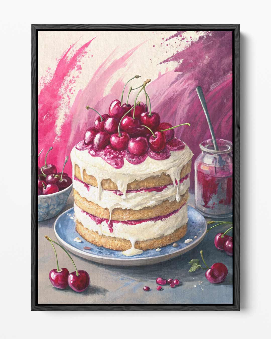 Verrukkelijk Kersentaart Schilderij Kunstwerk-canvas-dibond-plexiglas-wanddecoratie-WallArtistic
