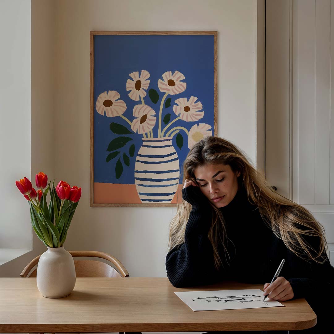 Vrolijke Bloemen in Vaas Poster-WallArtistic