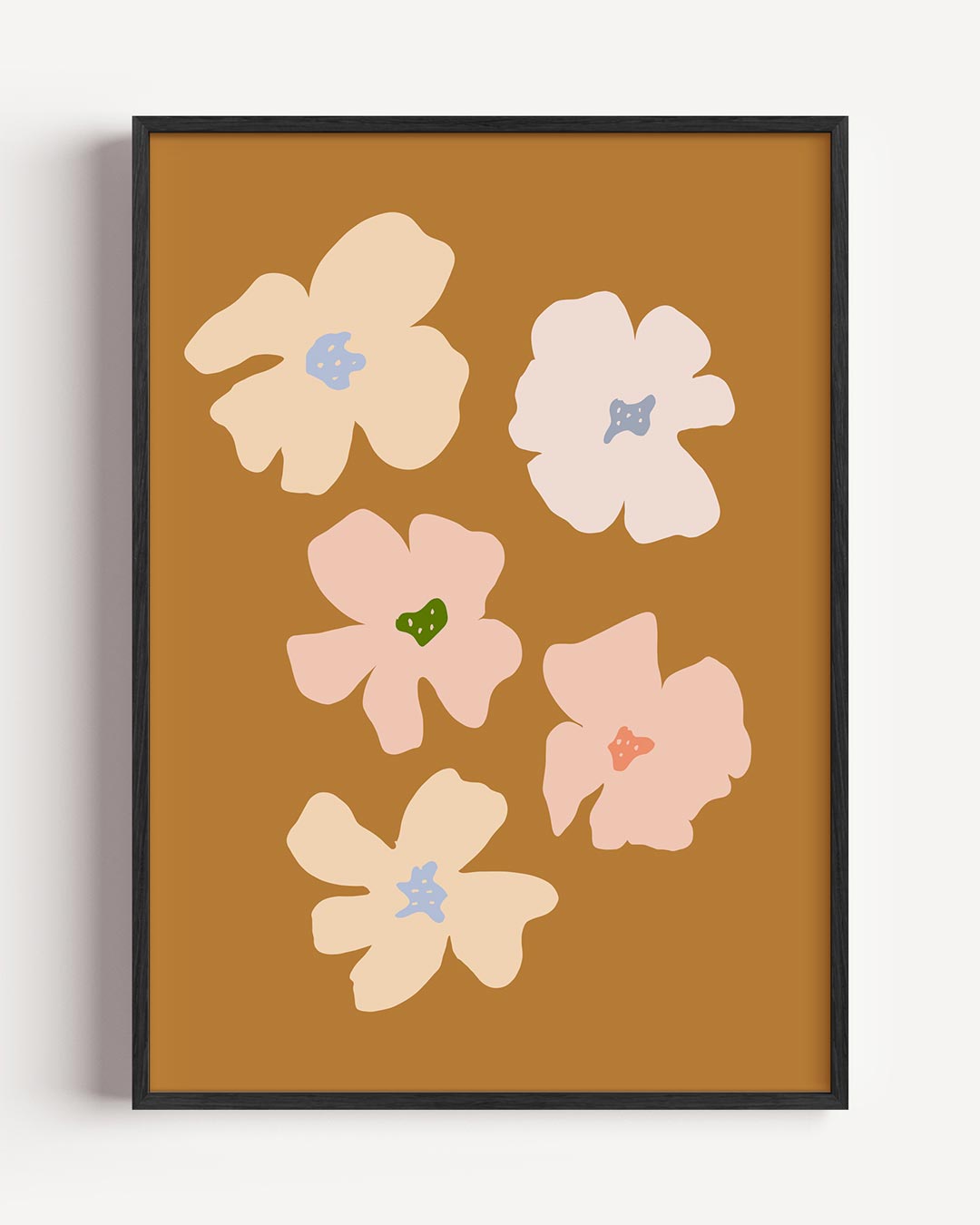 Bloemenpracht op Bruine Achtergrond Poster-WallArtistic