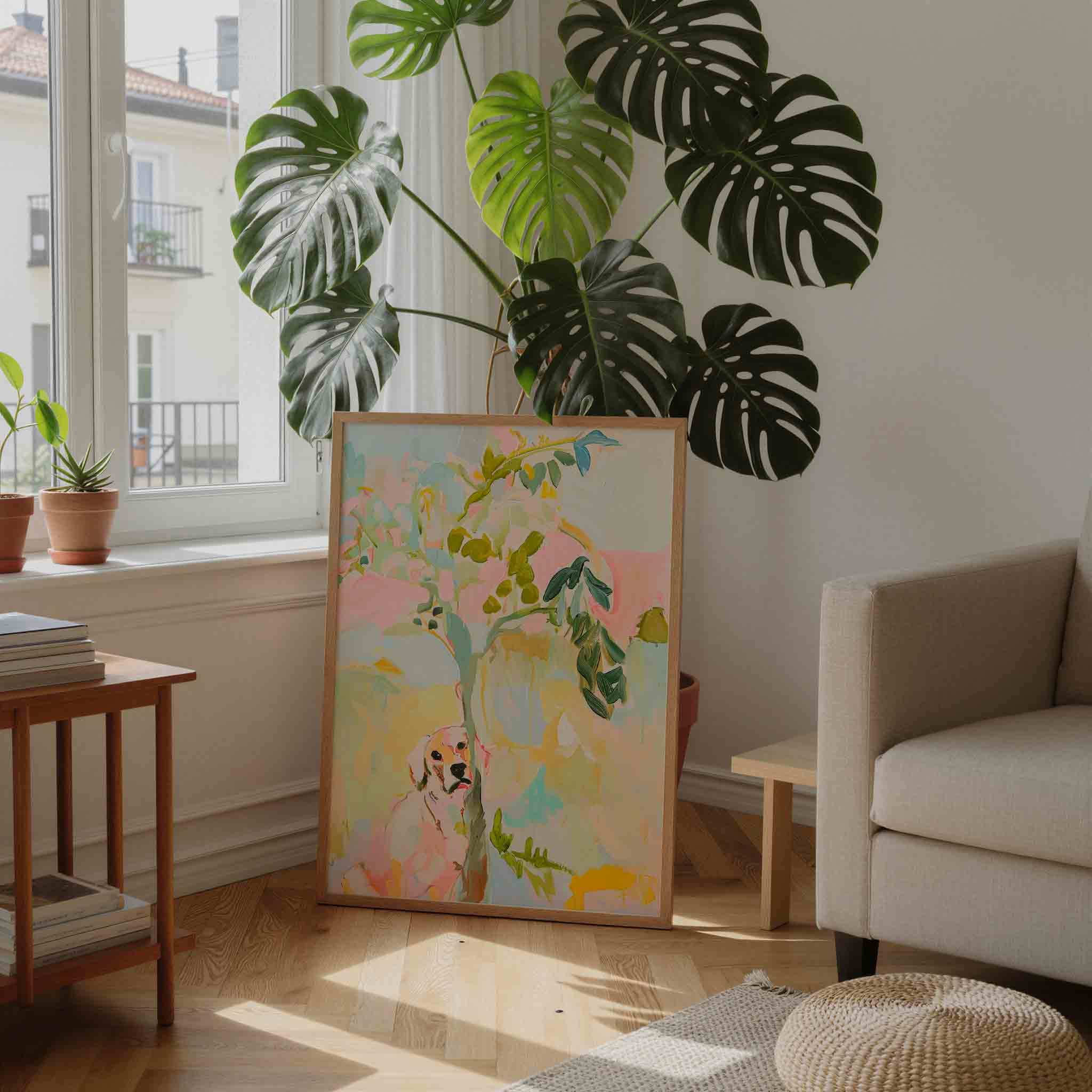 Hond en boom Poster
