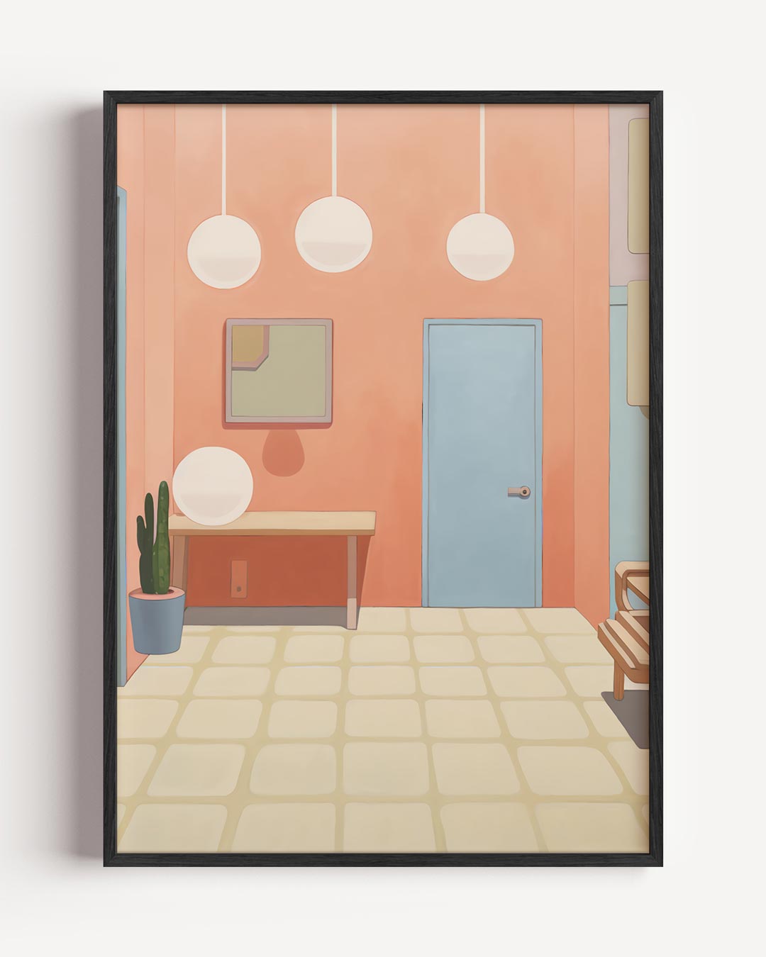 Stijlvolle Retro Woonkamer Poster-WallArtistic