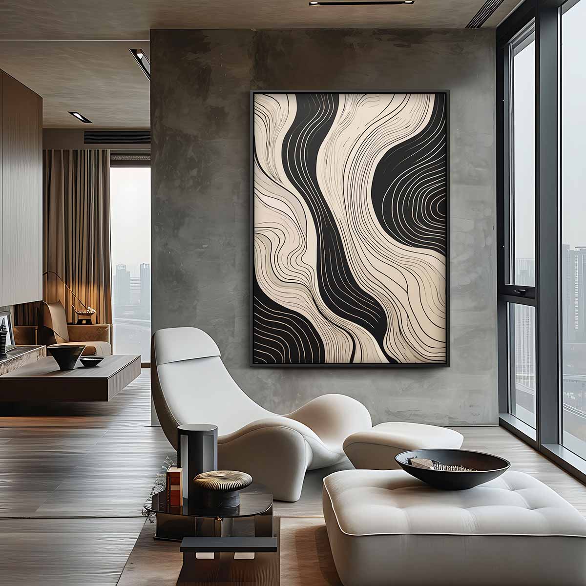 Golvende Lijnen Wanddecoratie Kunstwerk-canvas-dibond-plexiglas-wanddecoratie-WallArtistic
