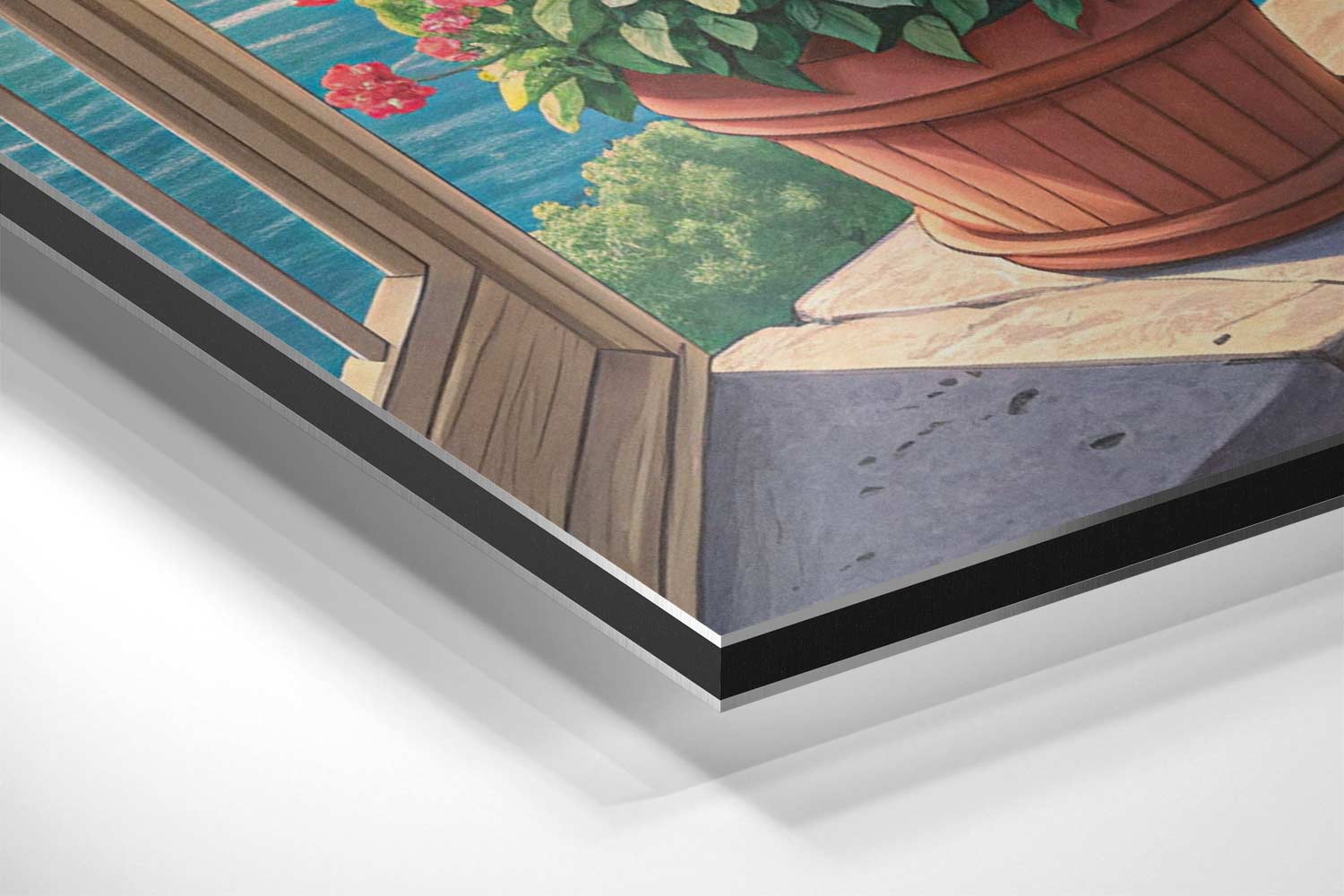 Mediterraans Uitzicht bij Zonsondergang Kunstwerk-canvas-dibond-plexiglas-wanddecoratie-WallArtistic