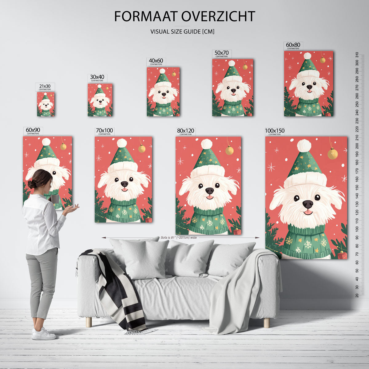 Hond met kersttrui Poster