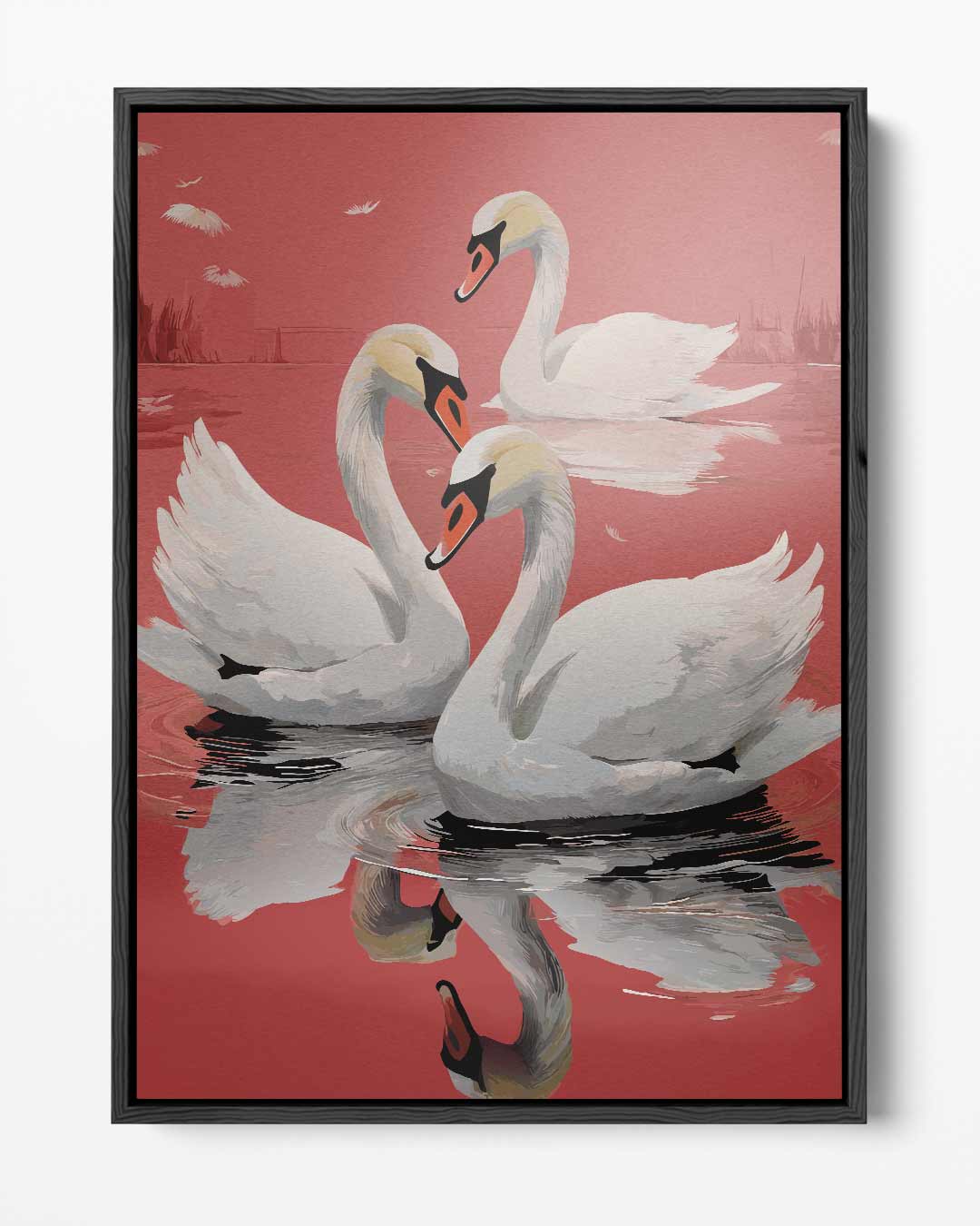 Elegante Zwanen in Rustig Water Kunstwerk-canvas-dibond-plexiglas-wanddecoratie-WallArtistic