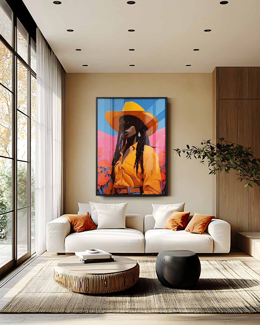 Vrouw in de Velden Kunstwerk-canvas-dibond-plexiglas-wanddecoratie-WallArtistic
