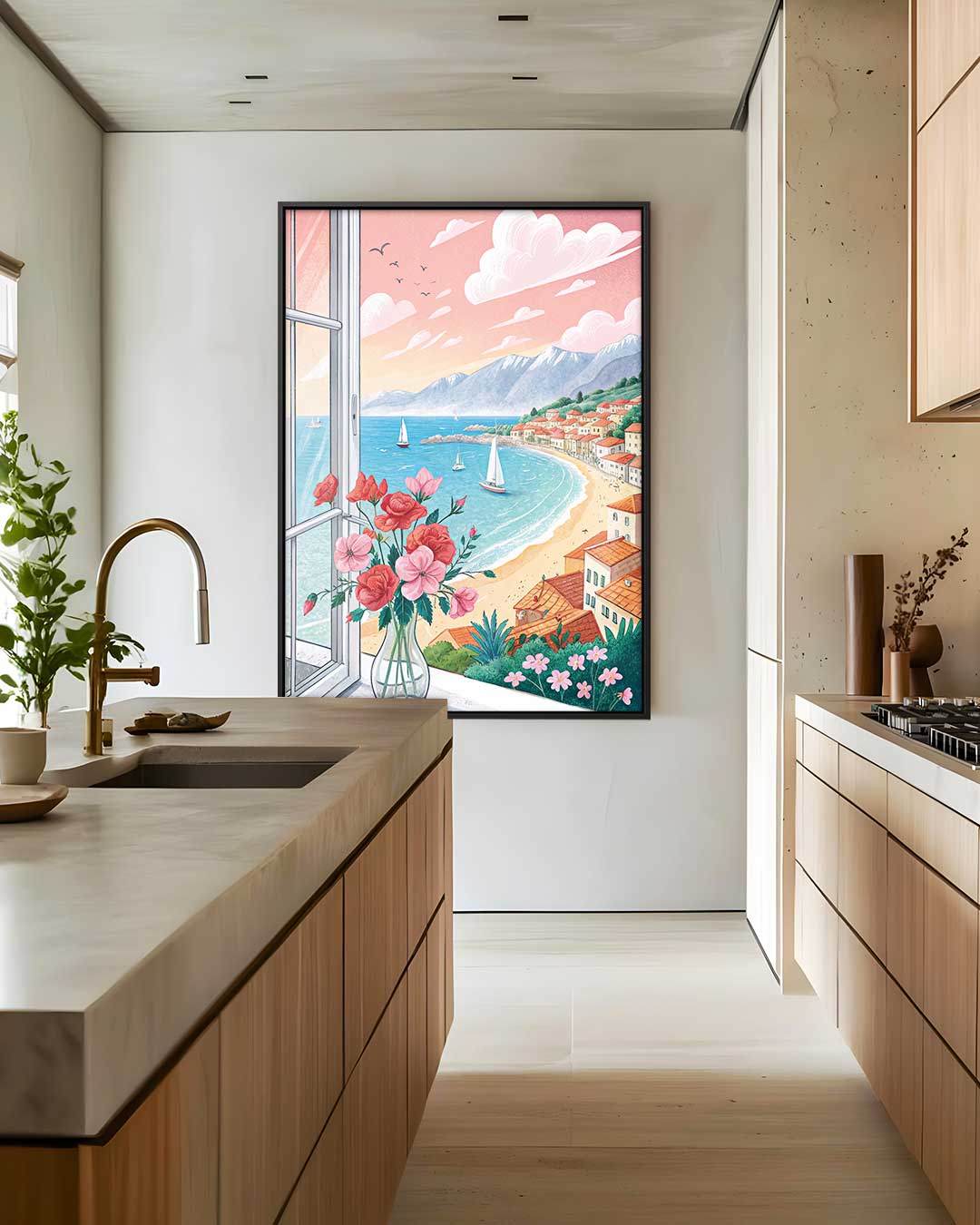Uitzicht aan de Middellandse Zee Kunstwerk-canvas-dibond-plexiglas-wanddecoratie-WallArtistic