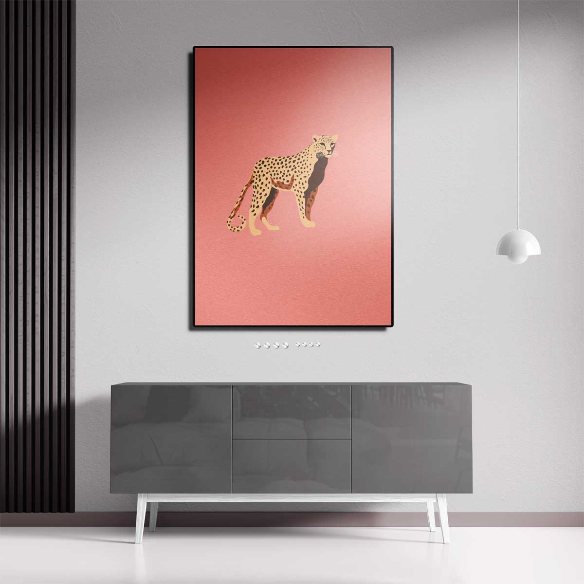 Kleurrijke Luipaard Illustratie Kunstwerk-canvas-dibond-plexiglas-wanddecoratie-WallArtistic
