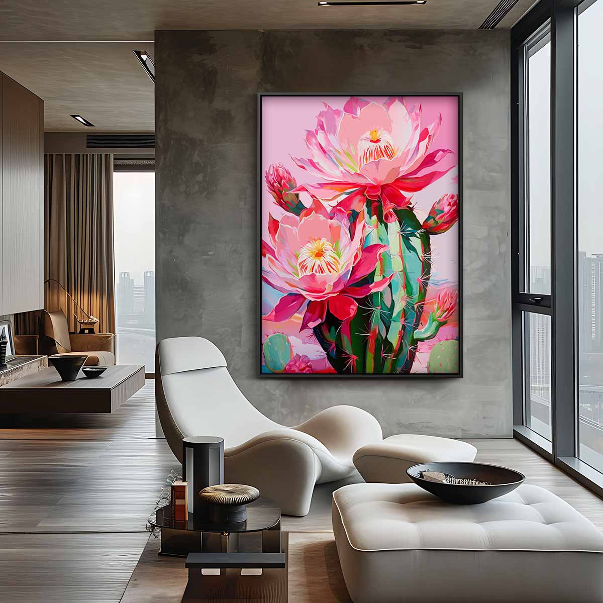 Bloeiende Cactus Pracht Kunstwerk-canvas-dibond-plexiglas-wanddecoratie-WallArtistic