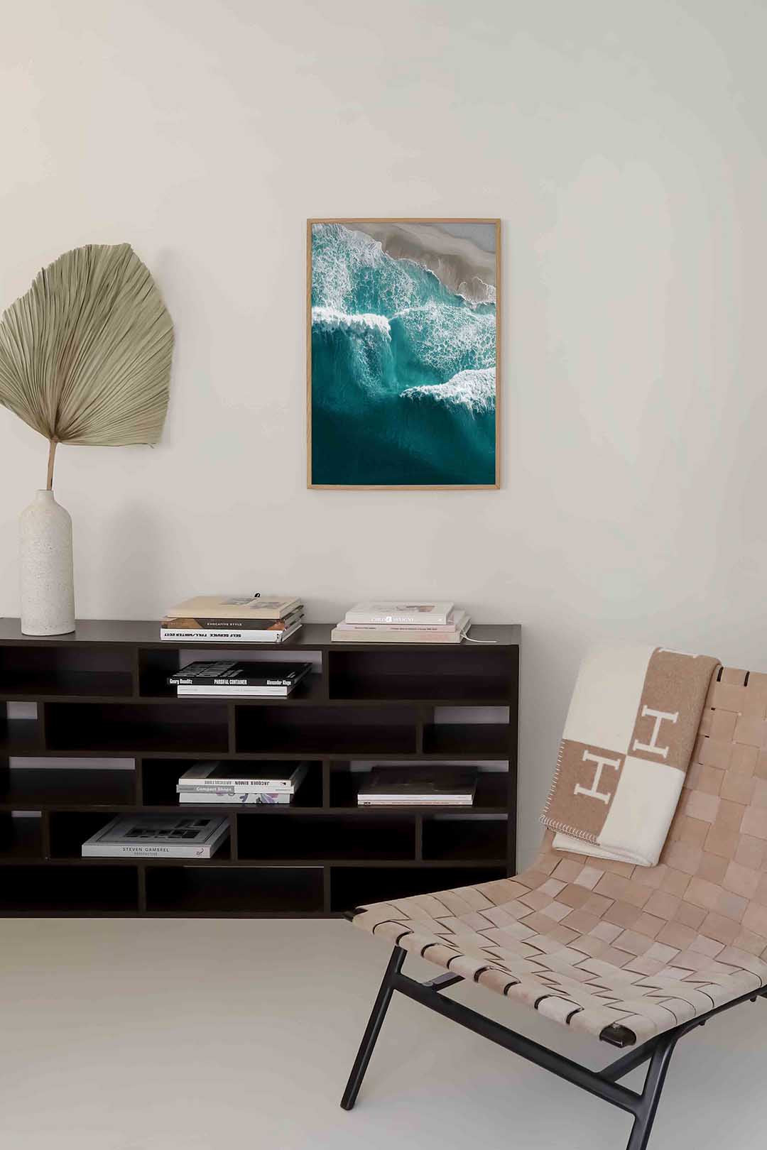 Golven en strand Poster