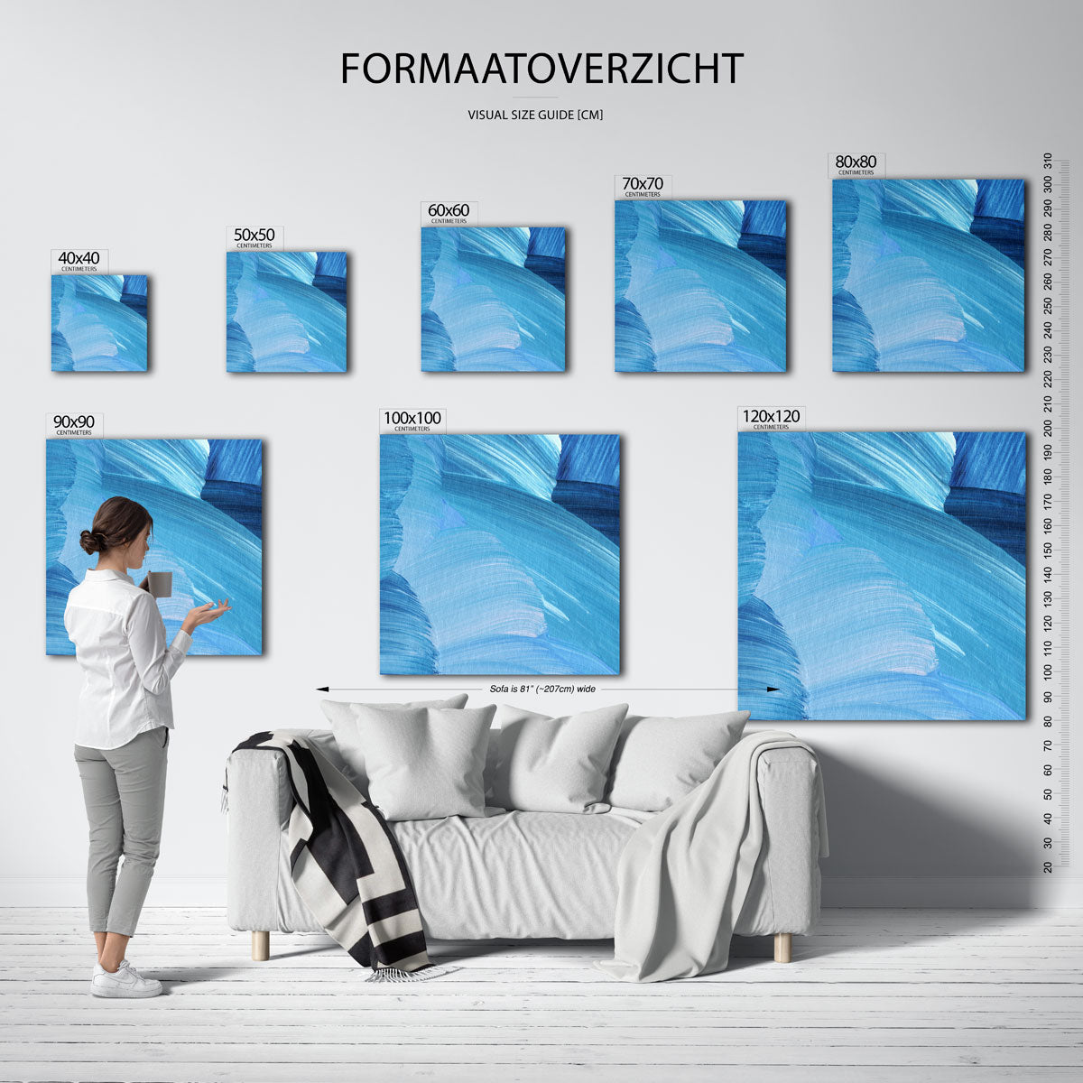 Blauwe penseelstreken Poster