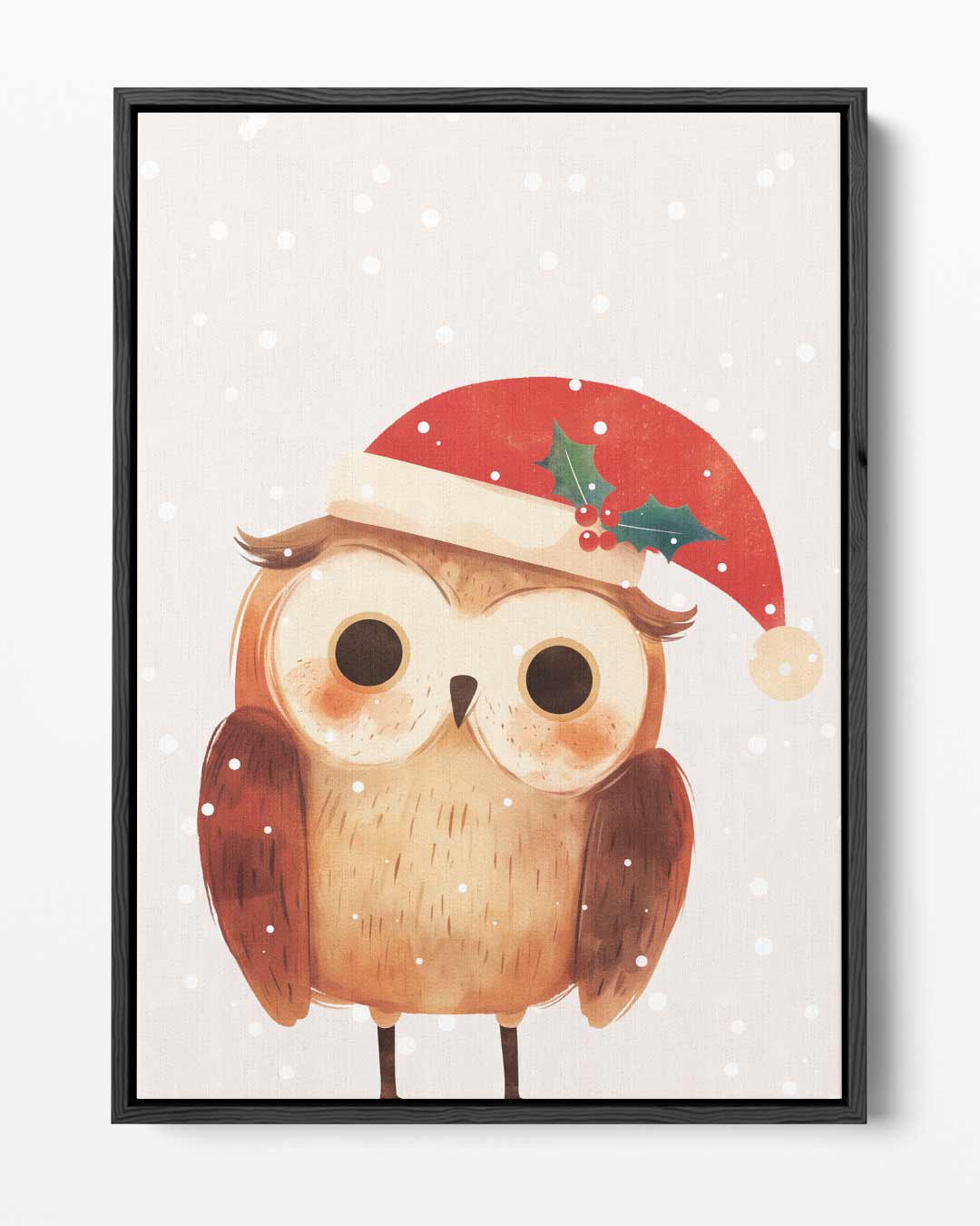 Kerstuil met Kerstmuts Kunstwerk-canvas-dibond-plexiglas-wanddecoratie-WallArtistic