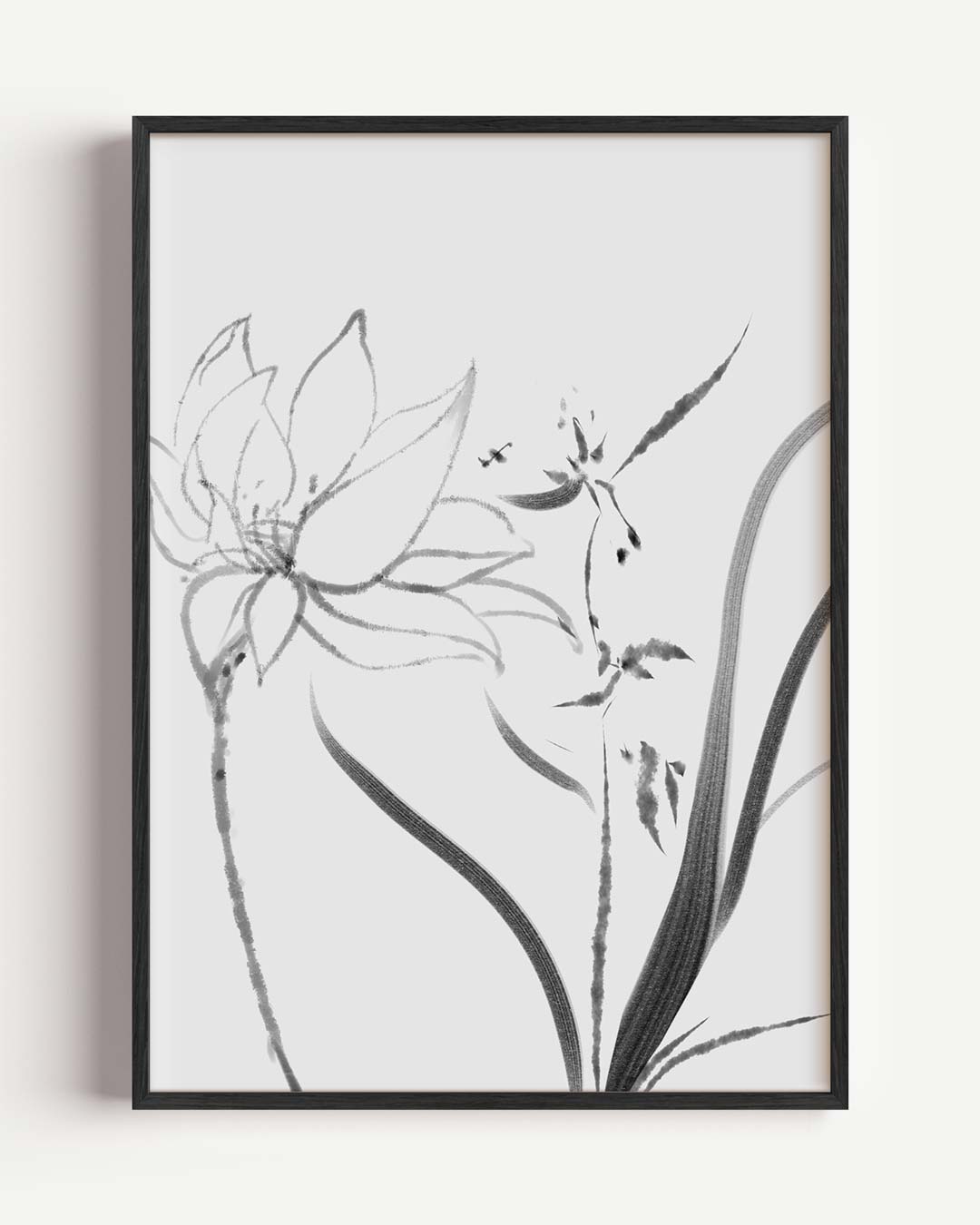 Elegante Zwart-wit Bloemenprint Poster