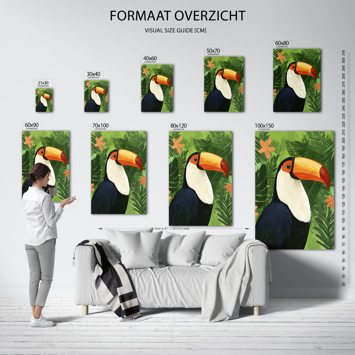 Toekan met groene bladeren Poster