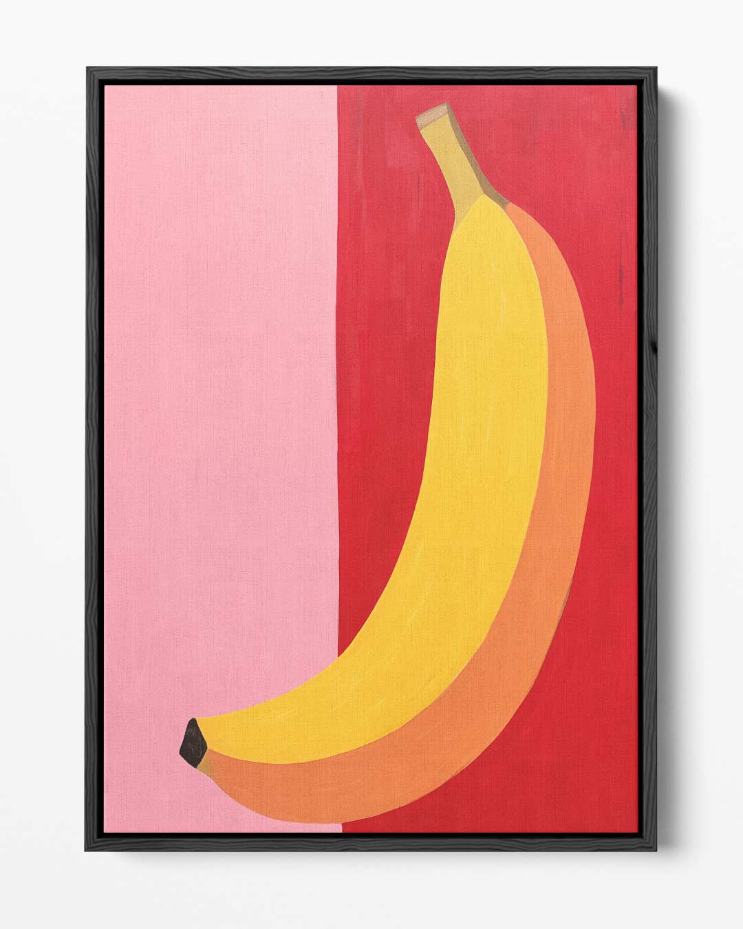 Kleurrijke Banaan op Roze en Rood Kunstwerk-canvas-dibond-plexiglas-wanddecoratie-WallArtistic