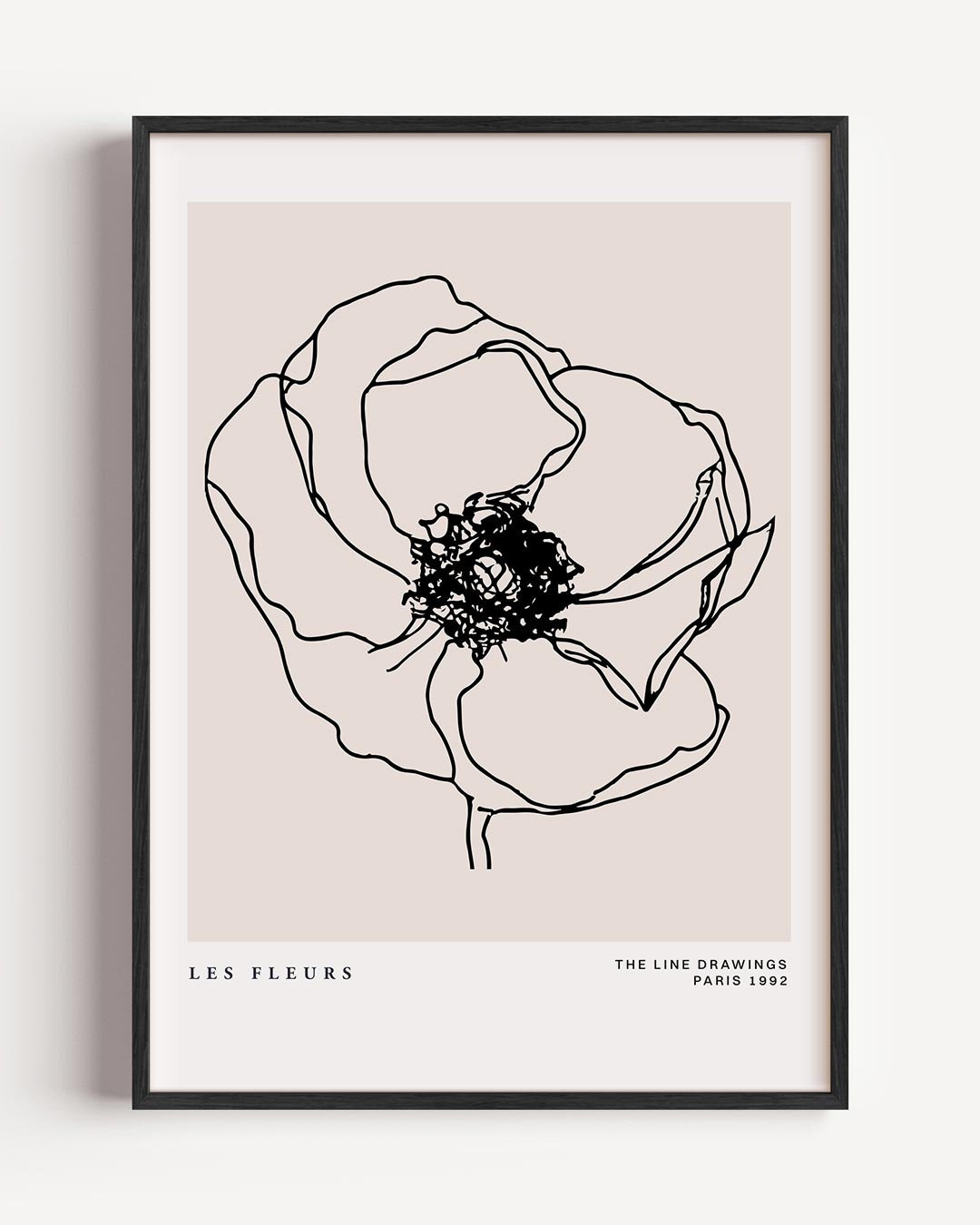 Elegante Zwarte Lijnbloem Poster-WallArtistic