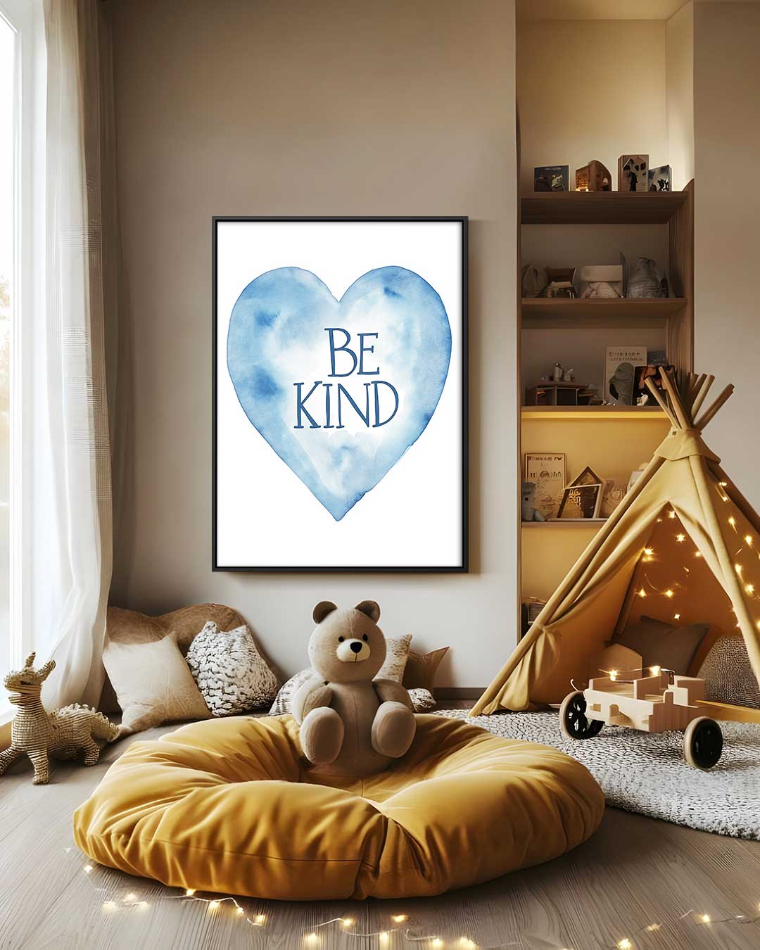 Waterverf Hart met Motivatie Kunstwerk-canvas-dibond-plexiglas-wanddecoratie-WallArtistic