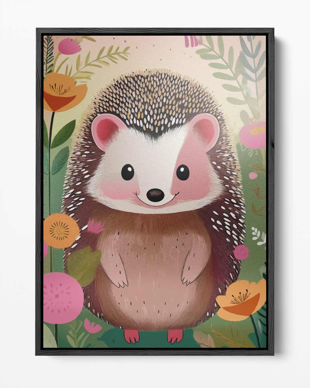 Schattige Egel in Bloementuin Kunstwerk-canvas-dibond-plexiglas-wanddecoratie-WallArtistic